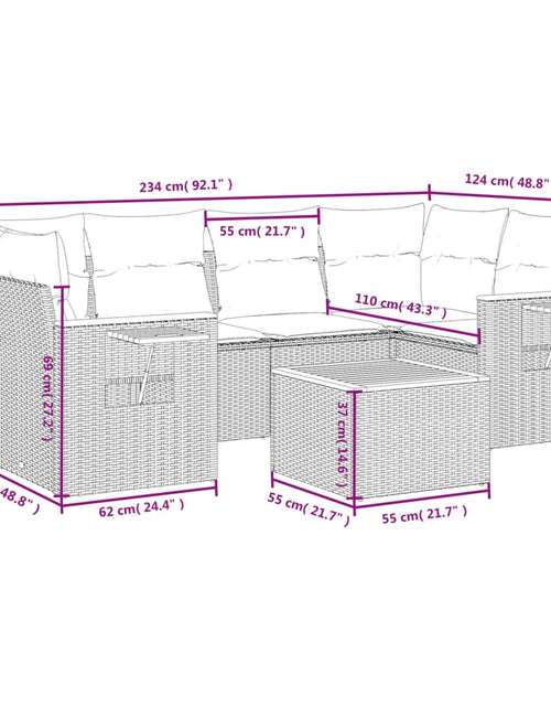Загрузите изображение в средство просмотра галереи, Set canapele de grădină, 7 piese, cu perne, bej, poliratan
