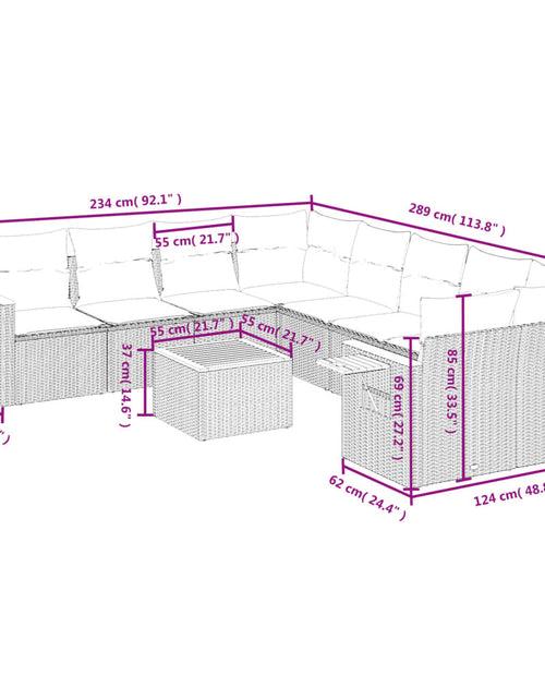 Загрузите изображение в средство просмотра галереи, Set canapele de grădină, 9 piese, cu perne, bej, poliratan
