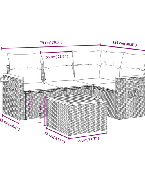 Încărcați imaginea în vizualizatorul Galerie, Set canapele de grădină cu perne, 5 piese, bej, poliratan
