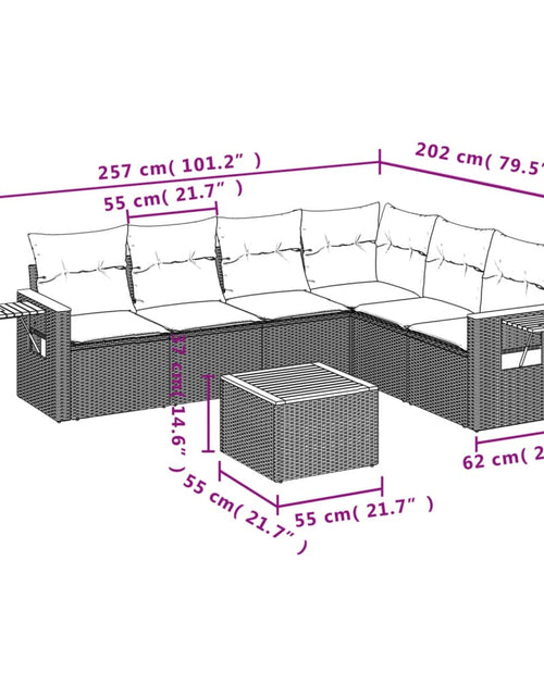 Загрузите изображение в средство просмотра галереи, Set canapele de grădină, 7 piese, cu perne, bej, poliratan
