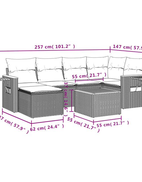 Загрузите изображение в средство просмотра галереи, Set canapele de grădină, 7 piese, cu perne, bej, poliratan
