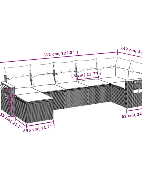 Загрузите изображение в средство просмотра галереи, Set canapele de grădină, 7 piese, cu perne, bej, poliratan
