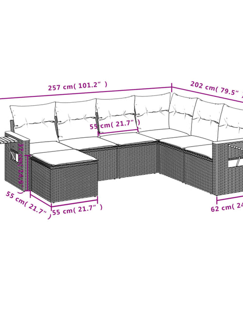 Загрузите изображение в средство просмотра галереи, Set canapele de grădină, 7 piese, cu perne, bej, poliratan
