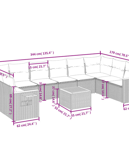 Загрузите изображение в средство просмотра галереи, Set canapele de grădină cu perne, 11 piese, bej, poliratan

