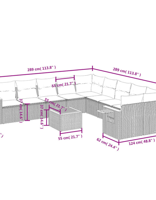 Загрузите изображение в средство просмотра галереи, Set canapele de grădină cu perne, 11 piese, bej, poliratan
