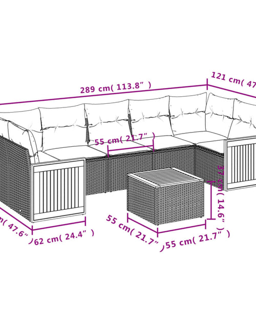 Загрузите изображение в средство просмотра галереи, Set canapele de grădină, 8 piese, cu perne, bej, poliratan
