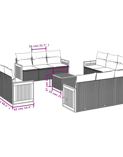 Загрузите изображение в средство просмотра галереи, Set canapele de grădină, 13 piese, cu perne, bej, poliratan
