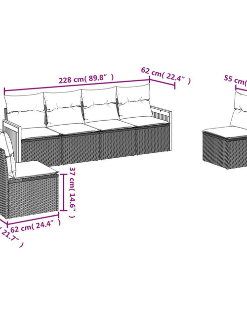 Încărcați imaginea în vizualizatorul Galerie, Set canapele de grădină cu perne, 6 piese, bej, poliratan
