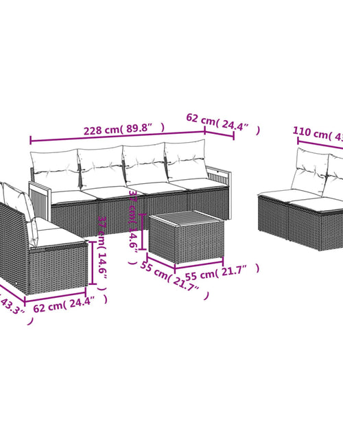 Încărcați imaginea în vizualizatorul Galerie, Set mobilier de grădină cu perne, 9 piese, negru, poliratan
