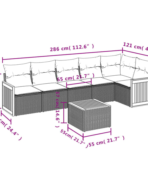 Загрузите изображение в средство просмотра галереи, Set canapele de grădină, 7 piese, cu perne, bej, poliratan
