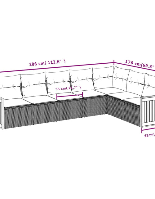 Загрузите изображение в средство просмотра галереи, Set canapele de grădină, 7 piese, cu perne, bej, poliratan
