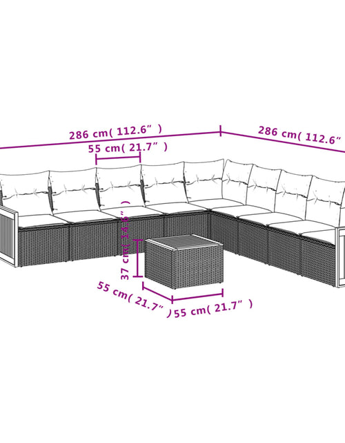 Загрузите изображение в средство просмотра галереи, Set canapele de grădină cu perne, 10 piese, bej, poliratan
