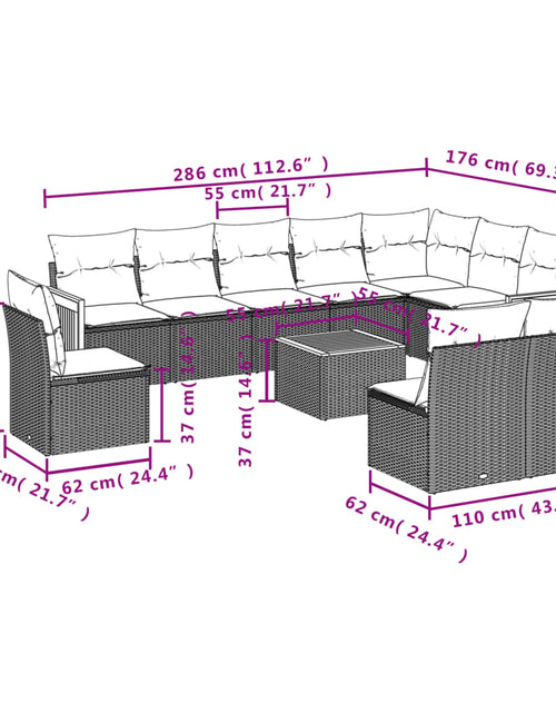 Загрузите изображение в средство просмотра галереи, Set canapele de grădină cu perne, 11 piese, bej, poliratan
