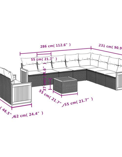 Загрузите изображение в средство просмотра галереи, Set canapele de grădină cu perne, 11 piese, bej, poliratan
