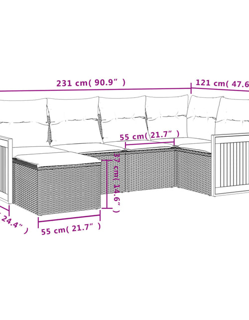 Încărcați imaginea în vizualizatorul Galerie, Set canapele de grădină cu perne, 6 piese, bej, poliratan
