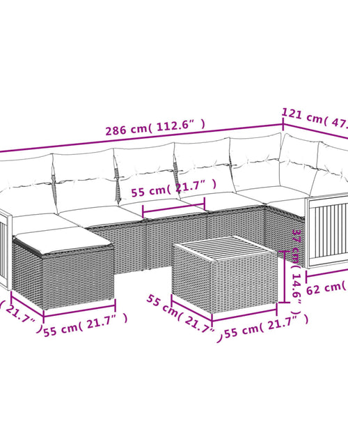 Загрузите изображение в средство просмотра галереи, Set canapele de grădină, 8 piese, cu perne, bej, poliratan
