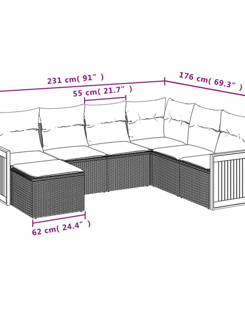 Загрузите изображение в средство просмотра галереи, Set canapele de grădină, 7 piese, cu perne, bej, poliratan

