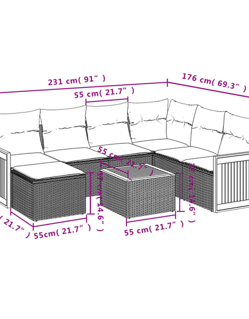 Încărcați imaginea în vizualizatorul Galerie, Set mobilier de grădină cu perne, 8 piese, negru, poliratan
