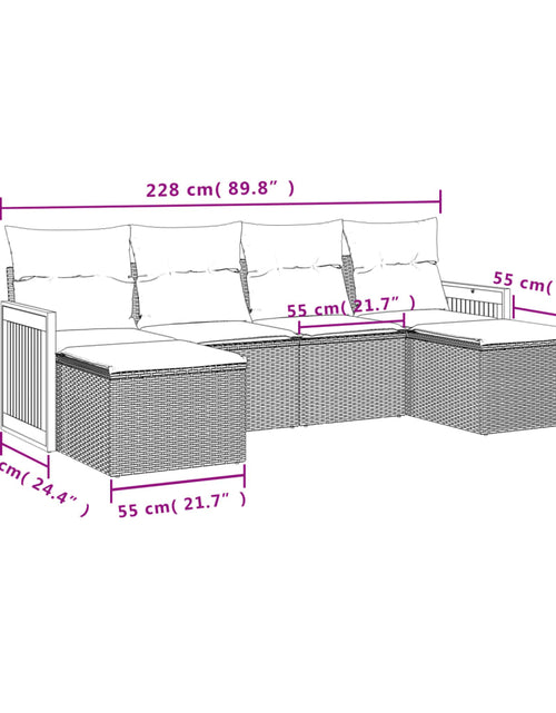 Încărcați imaginea în vizualizatorul Galerie, Set canapele de grădină cu perne, 6 piese, bej, poliratan
