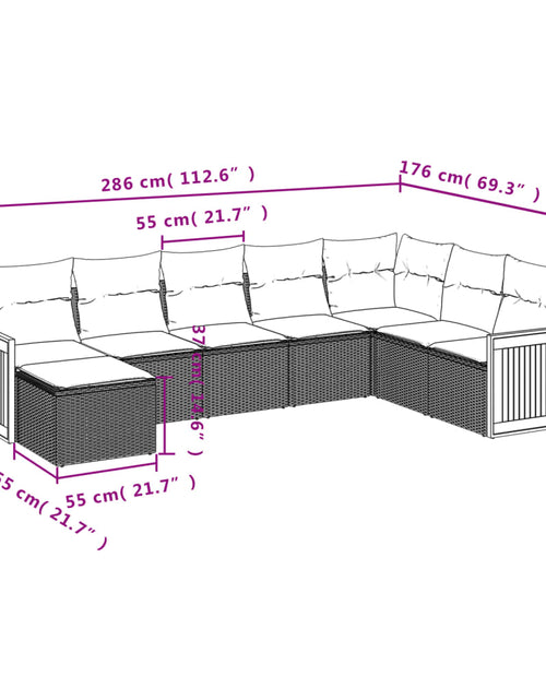 Загрузите изображение в средство просмотра галереи, Set canapele de grădină, 8 piese, cu perne, bej, poliratan
