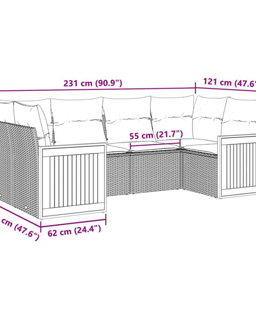 Загрузите изображение в средство просмотра галереи, Set canapele de grădină cu perne, 6 piese, bej, poliratan
