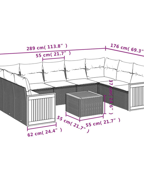 Загрузите изображение в средство просмотра галереи, Set canapele de grădină cu perne, 10 piese, bej, poliratan
