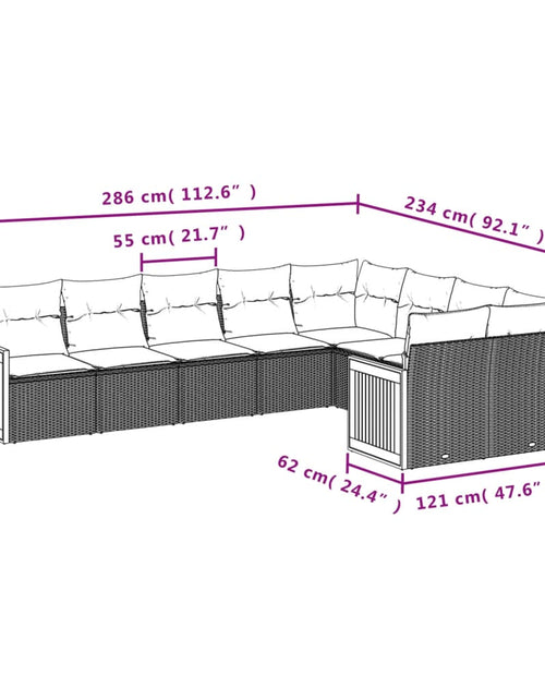 Загрузите изображение в средство просмотра галереи, Set canapele de grădină, 9 piese, cu perne, bej, poliratan
