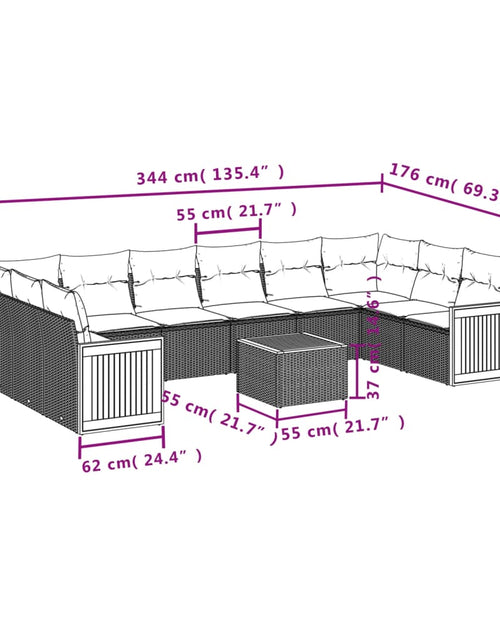 Загрузите изображение в средство просмотра галереи, Set canapele de grădină cu perne, 11 piese, bej, poliratan
