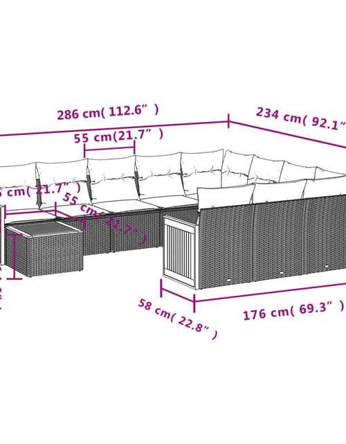 Загрузите изображение в средство просмотра галереи, Set canapele de grădină cu perne, 11 piese, bej, poliratan
