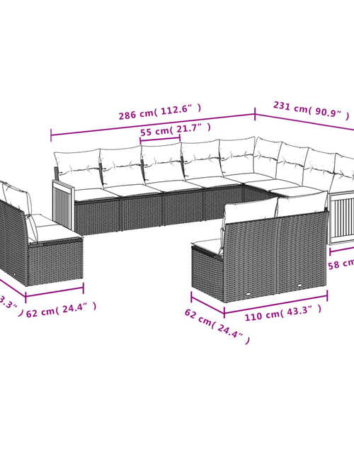 Încărcați imaginea în vizualizatorul Galerie, Set canapele de grădină cu perne, 12 piese, bej, poliratan
