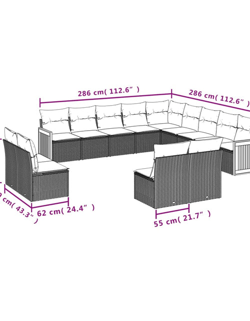 Загрузите изображение в средство просмотра галереи, Set canapele de grădină, 13 piese, cu perne, bej, poliratan

