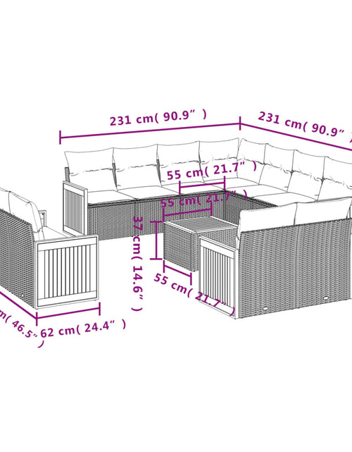 Загрузите изображение в средство просмотра галереи, Set canapele de grădină cu perne, 12 piese, bej, poliratan
