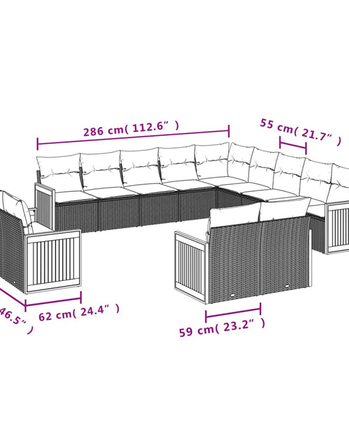 Загрузите изображение в средство просмотра галереи, Set canapele de grădină, 13 piese, cu perne, bej, poliratan
