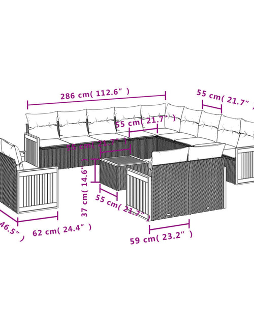 Загрузите изображение в средство просмотра галереи, Set canapele de grădină, 14 piese, cu perne, bej, poliratan
