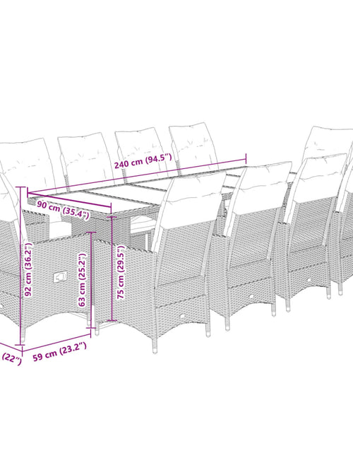 Încărcați imaginea în vizualizatorul Galerie, Set bistro de grădină, 11 piese, cu perne, bej, poliratan
