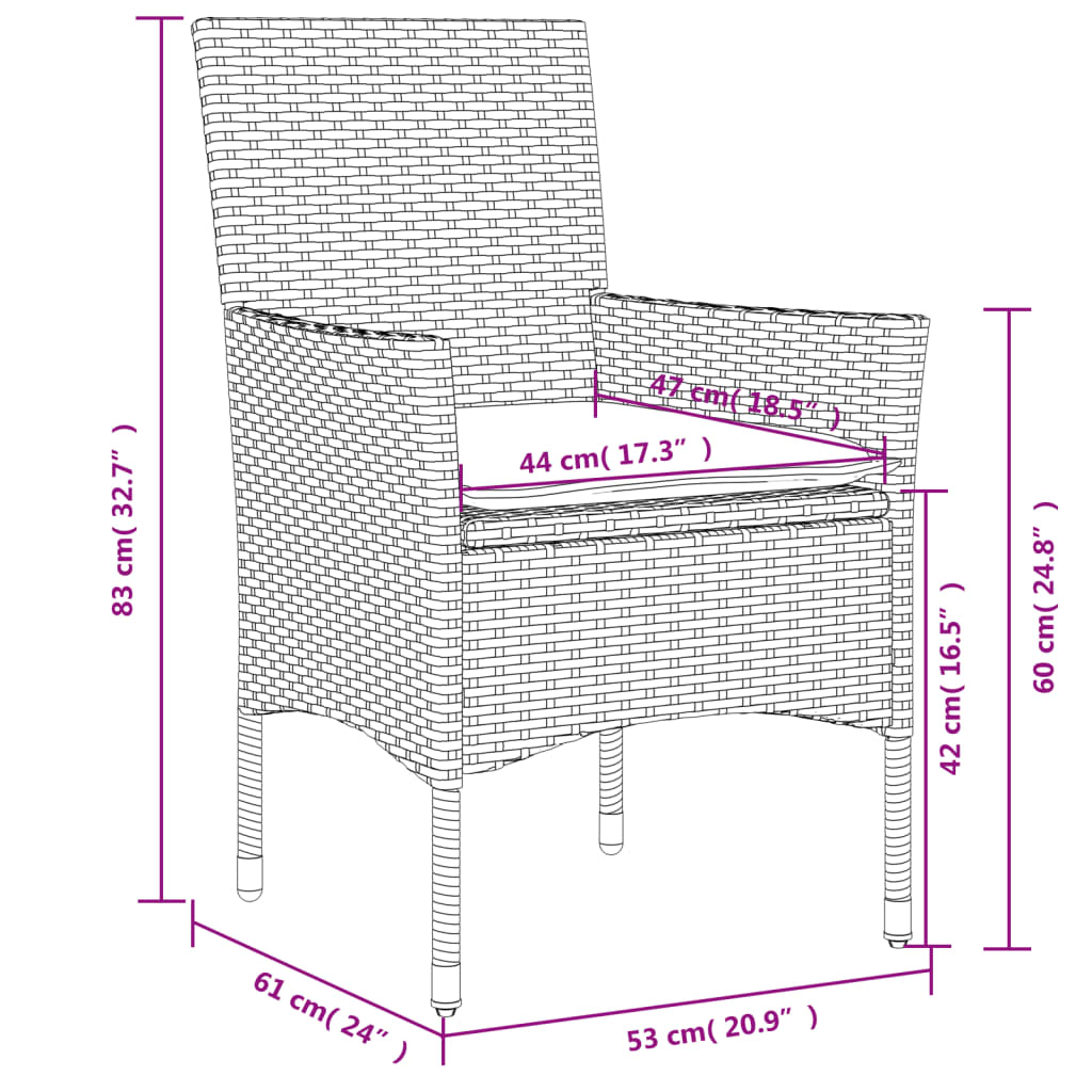 Set mobilier de grădină cu perne 5 piese negru poliratan&sticlă