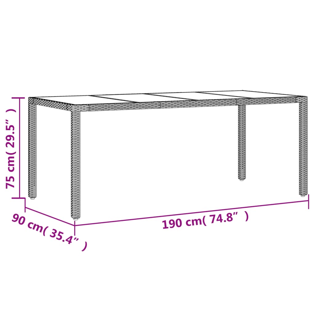 Set mobilier de grădină cu perne 7 piese negru poliratan&sticlă