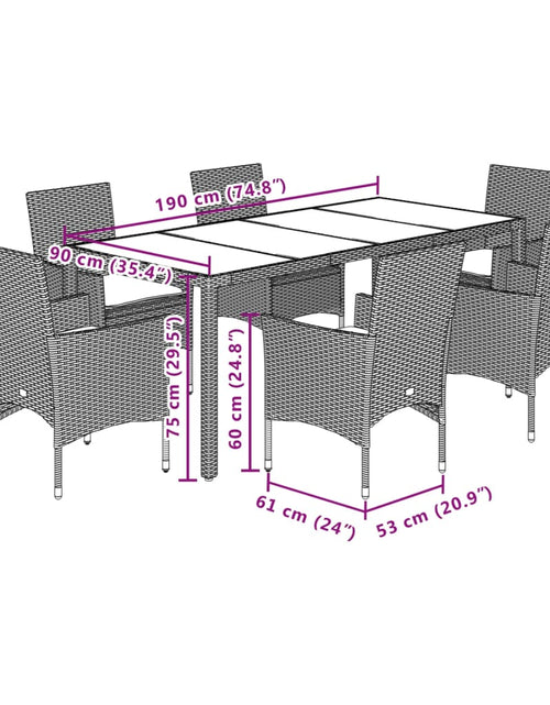 Încărcați imaginea în vizualizatorul Galerie, Set mobilier de grădină cu perne 7 piese bej poliratan &amp; sticlă
