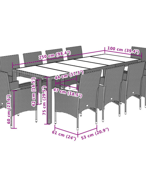 Încărcați imaginea în vizualizatorul Galerie, Set mobilier de grădină cu perne 11 piese bej poliratan&amp;sticlă

