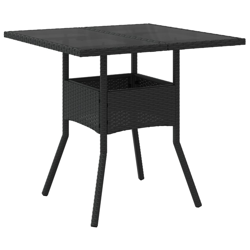 Set mobilier de grădină cu perne 3 piese negru poliratan&sticlă