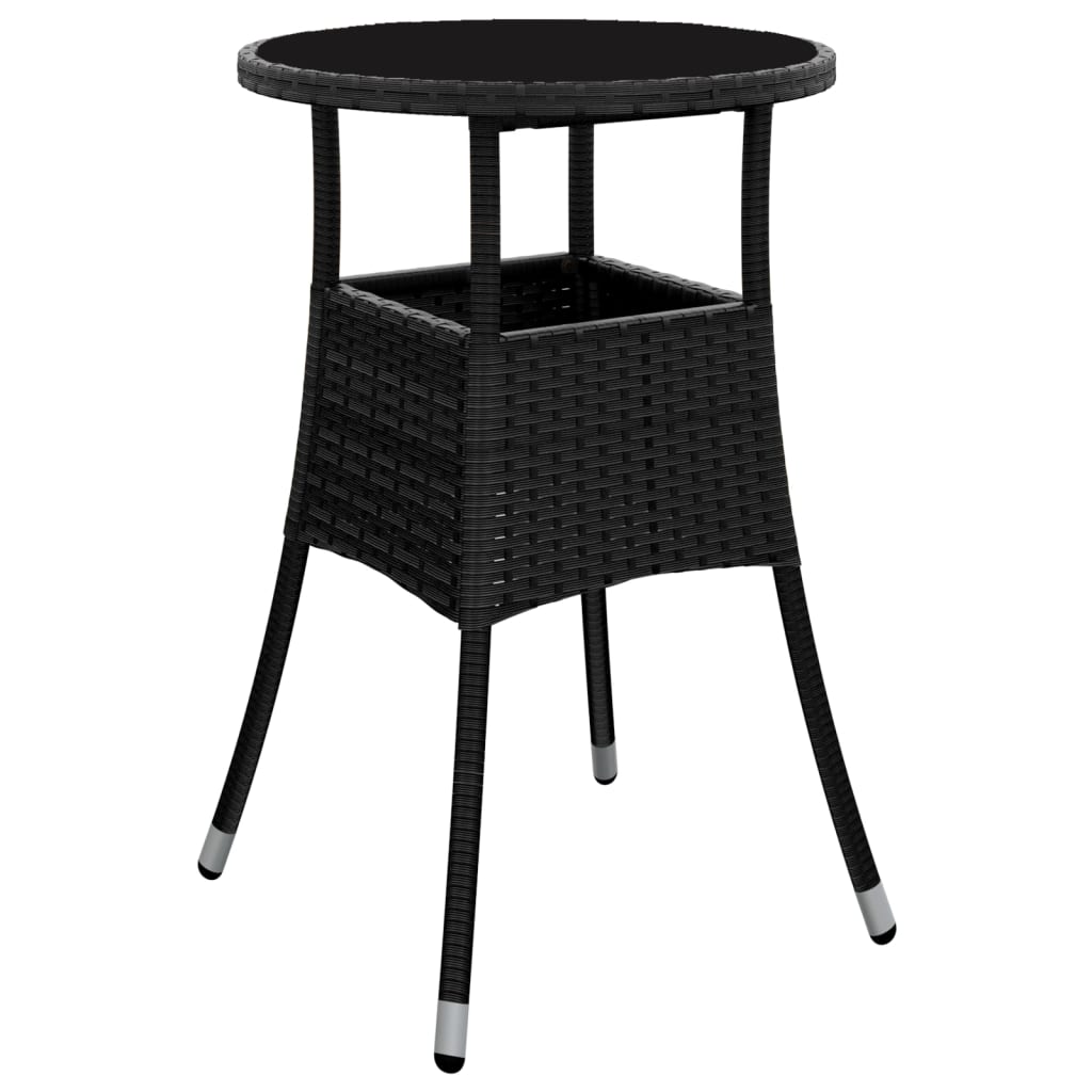 Set mobilier de grădină cu perne 3 piese negru poliratan&sticlă