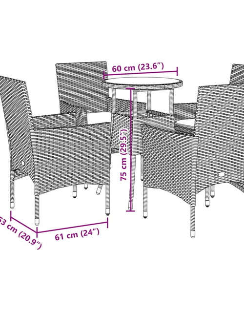 Încărcați imaginea în vizualizatorul Galerie, Set mobilier de grădină cu perne 5 piese maro poliratan&amp;sticlă
