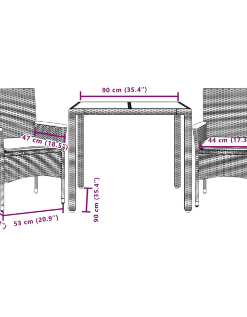 Încărcați imaginea în vizualizatorul Galerie, Set mobilier de grădină cu perne 3 piese bej poliratan &amp; sticlă
