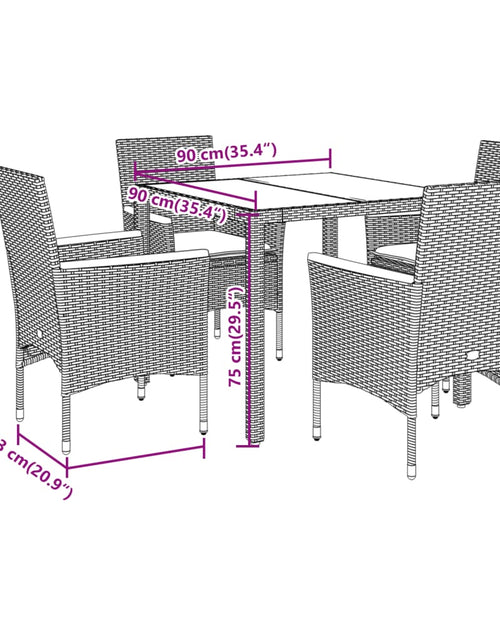Încărcați imaginea în vizualizatorul Galerie, Set mobilier de grădină cu perne 5 piese bej poliratan &amp; sticlă
