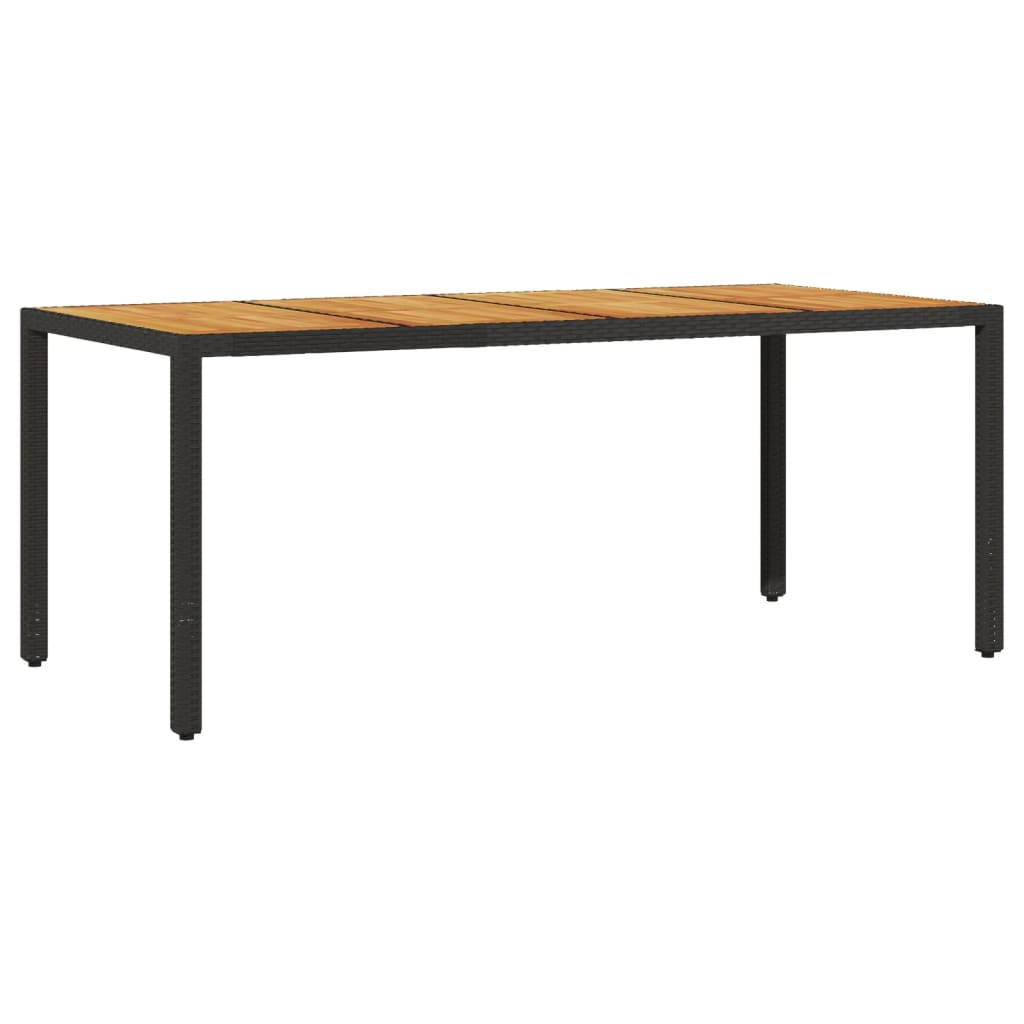 Set mobilier grădină perne 7 piese negru poliratan/lemn acacia