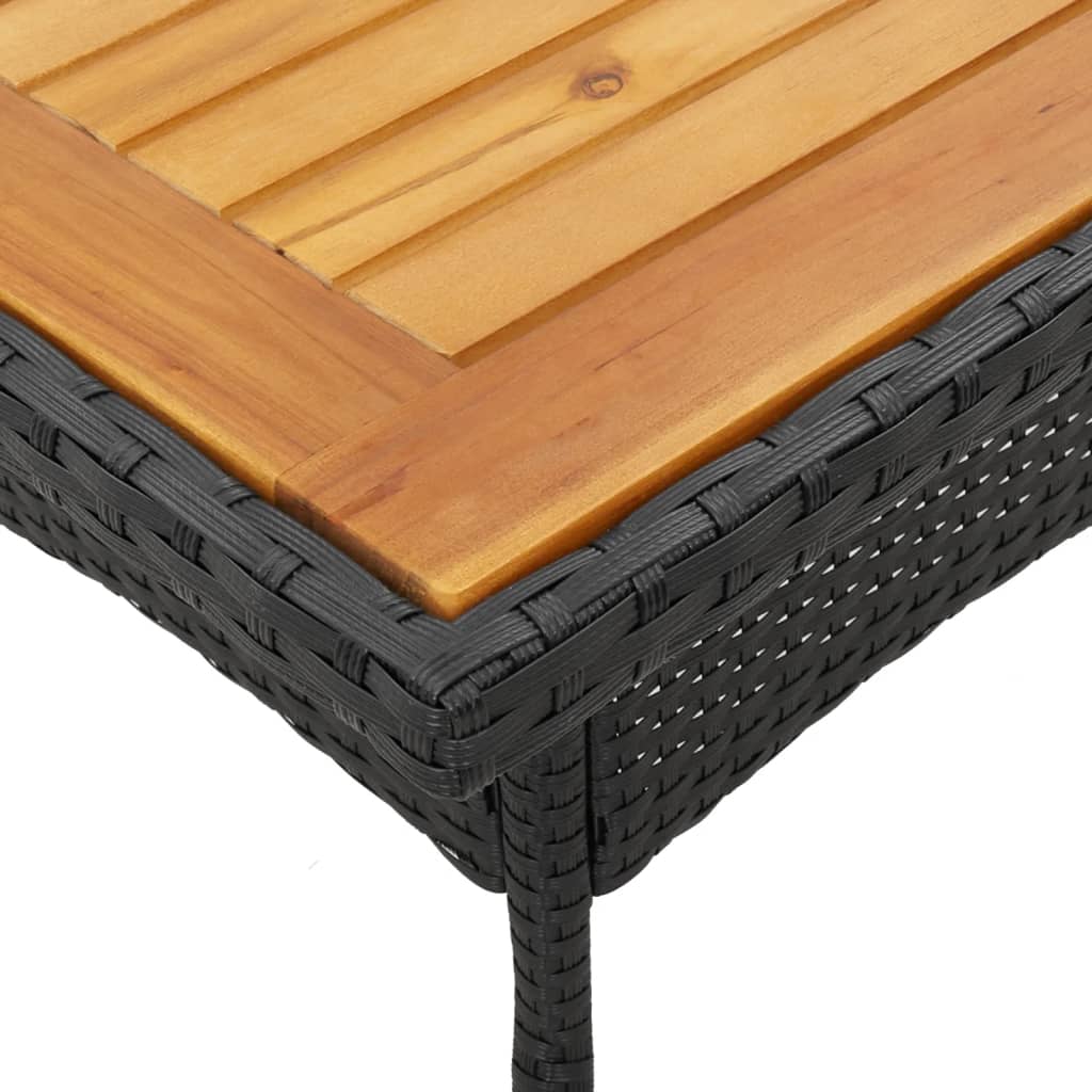 Set mobilier grădină perne 3 piese negru poliratan/lemn acacia