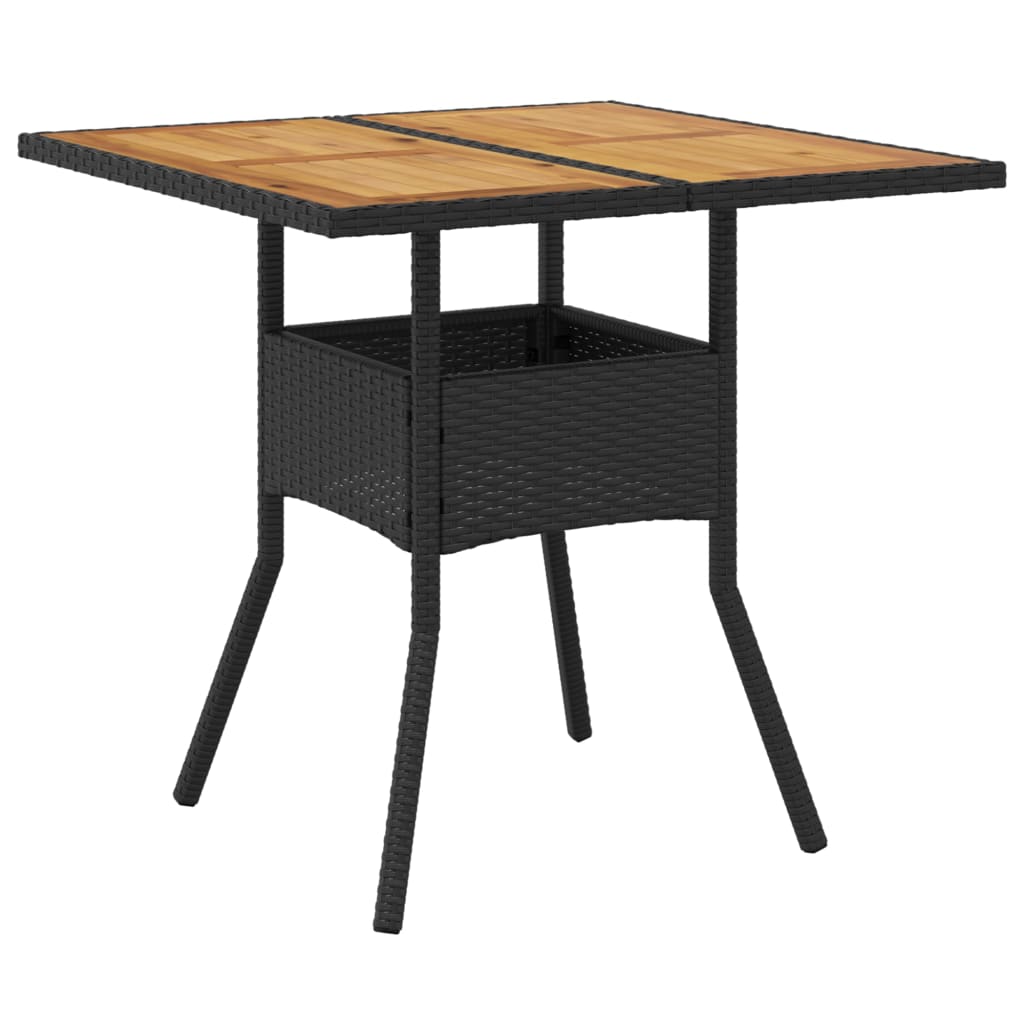 Set mobilier grădină perne 5 piese negru poliratan/lemn acacia