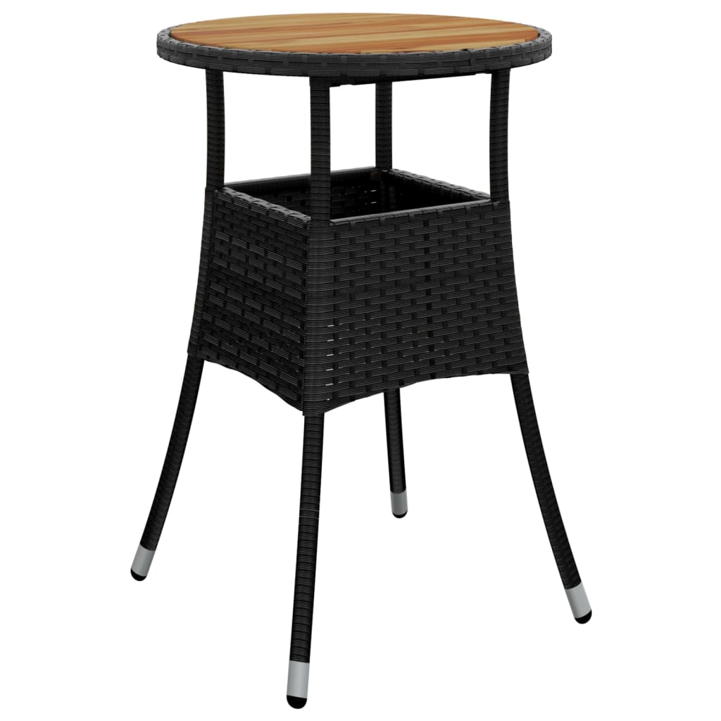 Set mobilier grădină perne 5 piese negru poliratan/lemn acacia