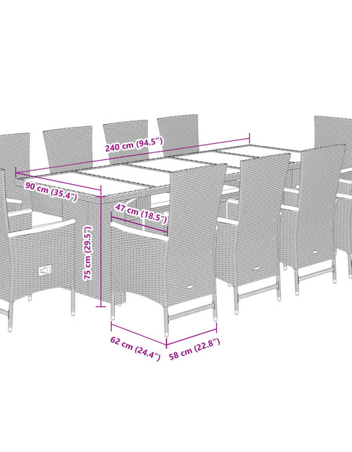 Загрузите изображение в средство просмотра галереи, Set mobilier de exterior cu perne, 11 piese, negru, poliratan
