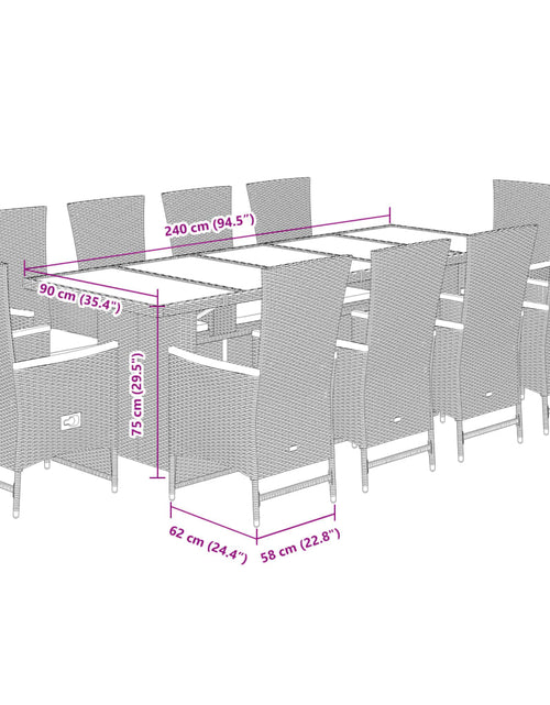 Încărcați imaginea în vizualizatorul Galerie, Set mobilier de exterior cu perne, 11 piese, negru, poliratan
